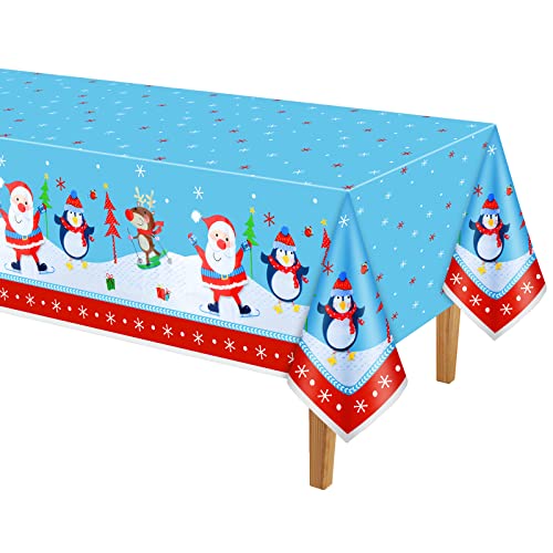 PLULON Weihnachtstischdecke aus Kunststoff Weihnachtstischdecke Schneeflocken rechteckig Weihnachtstischdecke 120 × 180 cm für Winter Weihnachten Feiertage Party Tischdekoration von PLULON