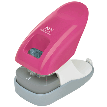 PLUS JAPAN Heftgerät klammerlos - bis 10 Blatt mit Lochfunktion pink. von PLUS JAPAN