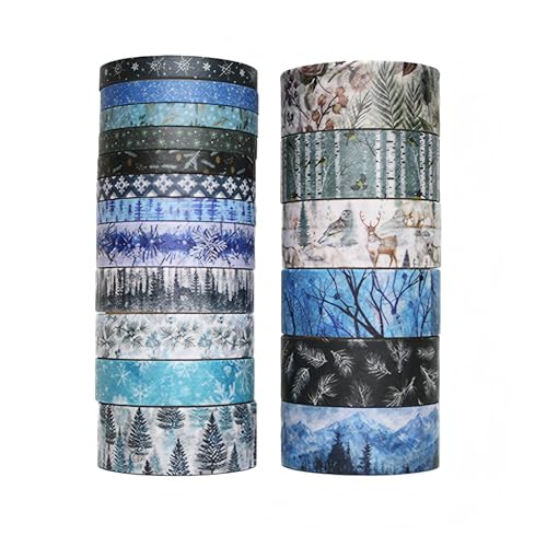 PLUSHCEWT 18 Rollen Washi Tape Set Dekoratives Klebeband Handwerk Maskierung Tap Festivals Dekoration Künstler Klebebänder für DIY Basteln Scrapbooking Bullet Journal Schulbedarf (B) von PLUSHCEWT