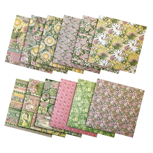 PLUSHCEWT 24 Blätter Scrapbook Papier, 6“ x 6“ Scrapbooking Cardstock Papier, Vintage Garden Forest Pattern Papier Set Handgemachtes Papier DIY Dekorative Karte Papier für Scrapbooking Fotoalbum (A) von PLUSHCEWT