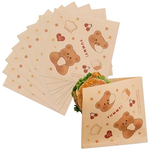 PLUSHCEWT 50 Stück Snacktaschen, 18*18cm Frühstücktüten aus Papier, Sandwich Tüten, Hamburger Tüten, Reiskugel Tüten, Bäckerei Tüten, Papier Lebensmittel Tüten, Keks Tüten, Pfannkuchen Papiertüten (B) PLUSHCEWT 50 Stück Snacktaschen, 18*18cm Frühstücktüten aus Papier, Sandwich Tüten, Hamburger Tüten, Reiskugel Tüten, Bäckerei Tüten, Papier Lebensmittel Tüten, Keks Tüten, Pfannkuchen Papiertüten (B) von PLUSHCEWT