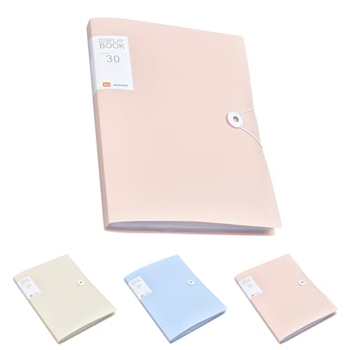 PLUSHCEWT A4 Präsentationsmappe Frosted, 30 Taschen Präsentationsbuch Projektordner mit Plastikhüllen und Sicherheitsband, Ideal für Schule und Büro (Rosa) von PLUSHCEWT