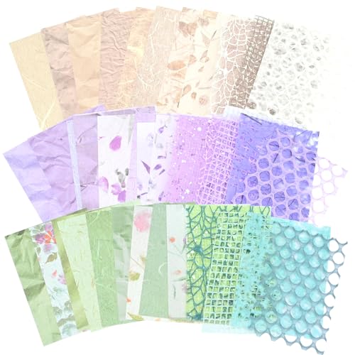 Scrapbook-Papier, 66 Blatt Spitzen-Netzgewebe, handgefertigtes strukturiertes Papier, DIY-Scrapbook-Zubehör, Tagebuch-Zubehör, DIY-Kartenherstellung für Journaler, Bastler (Post Regnerisch, 10*14CM) von PLUSHCEWT