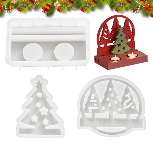 Silikonformen Gießformen,Gießformen Silikon,Schmetterlinge Silikonform Kerzenhalter Tablett 2er Set,Kreative Kombinationen Silikon Gießform Kerzenhalter,Kerzen Formen Silikon (Weihnachtsbaum) von PLUSHCEWT