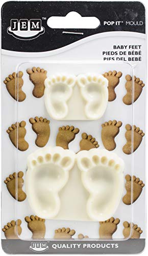 PME 1102EP002 JEM Pop It-Motivform Babyfüße zum Dekorieren von Torten, Sortiment 2 kleine Größen, Kunststoff, Ivory, 6 x 2 x 4.5 cm von PME
