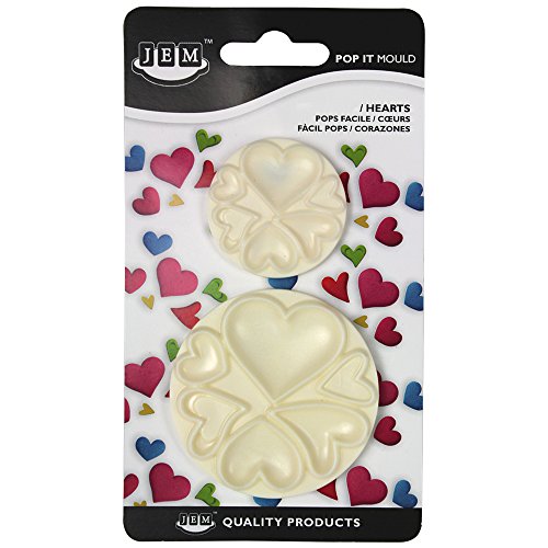 PME 1102EP005 JEM Pop It-Motivform Herzen zum Dekorieren von Torten, Sortiment 2 kleine Größen, Kunststoff, Ivory, 6.2 x 2 x 6.2 cm von PME