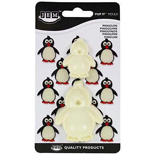 PME 1102EP017 JEM Pop It-Motivform Pinguin zum Dekorieren von Torten, Sortiment 2 kleine Größen, Kunststoff, Ivory, 5 x 2 x 6 cm von PME