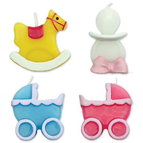 PME CA001 Baby-Kerzen, Sortiment, 4-teilig, Kunststoff, Multicolored, 4 x 1.5 x 4 cm von PME