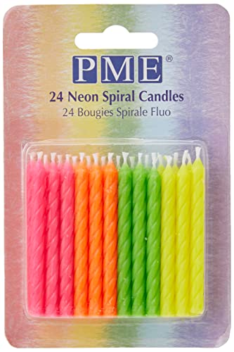 PME CA035 Neonfarbene Spiralkerzen, Sortiment, 24 Stück, Kunststoff, Multicolored, 0.5 x 0.5 x 5.9 cm von PME