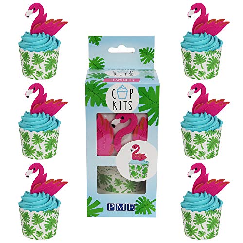 PME Flamingo Cupcake-Dekorationsset mit lustigen, essbaren Aufsätzen von PME