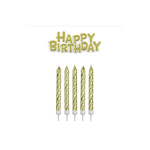 PME Kerzen mit Schild Happy Birthday, gold, 1,5 x 9,1 x 17,6 cm PME Kerzen mit Schild Happy Birthday, gold, 1,5 x 9,1 x 17,6 cm von PME