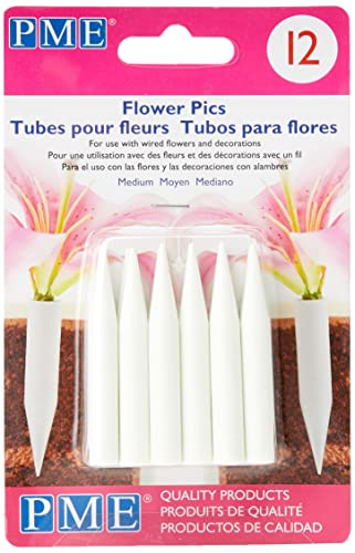 PME Medium Mittlere Blumenbilder, Packung mit 12 Stück, Kunststoff, Weiß, 0.8 x 0.8 x 5.6 cm, Einheiten, Mittel von PME