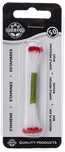 PME STAM03R Staubgefäße für Zuckerblumen, mittelgroß, schlicht, Kunststoff, Rot, 0.1 x 0.11 x 7.4 cm von PME