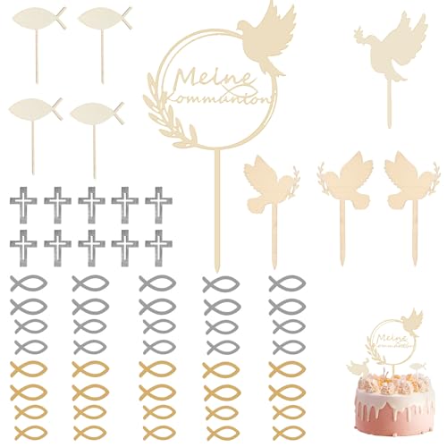 Communion Cake Decoration,59 Stück Exklusive Kommunion Topper für Kommunion Kuchen Dekorationen,Taufdekorationen, exquisite Verzierungen – perfekt für Taufen von Mädchen und Jungen von PMELCXD