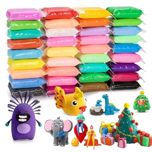 PMELCXD 48 Farben lufttrocknende Modelliermasse Set – 480g Bunte Bastelknete für Kinder – weiche, ungiftige Kreativknete mit Werkzeugen, Aufbewahrungsbeuteln und Anleitung – für Kunst, DIY, Figuren, von PMELCXD