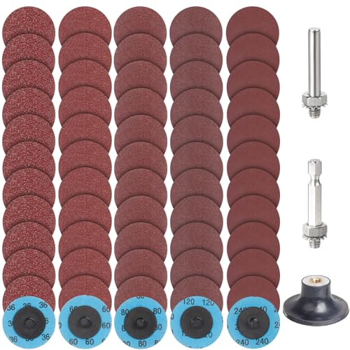 PMIQSA 2 Zoll Schleifscheiben Set 63 Stück, Aluminiumoxid Schnellwechsel Scheiben, Mehrkörnungs-Set 36/60/80/120/240, Für Metall-Holz, polieren, Rostentfernung, Industrietaugliche Schleifscheiben PMIQSA 2 Zoll Schleifscheiben Set 63 Stück, Aluminiumoxid Schnellwechsel Scheiben, Mehrkörnungs-Set 36/60/80/120/240, Für Metall-Holz, polieren, Rostentfernung, Industrietaugliche Schleifscheiben von PMIQSA