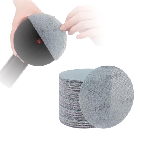 PMIQSA 50 Stück Schleifpapier 125 mm Klett, Schleifgitter Schleifscheibe 240 Körnung für Auto Metall Holz Exzenterschleifer und Trockenbauschleifer von PMIQSA