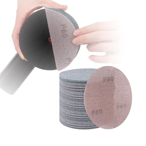 PMIQSA 50 Stück Schleifpapier 125 mm Klett, Schleifgitter Schleifscheibe 60 Körnung für Auto Metall Holz Exzenterschleifer und Trockenbauschleifer von PMIQSA