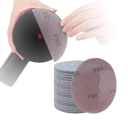 PMIQSA 50 Stück Schleifpapier 125 mm Klett, Schleifgitter Schleifscheibe 80 Körnung für Auto Metall Holz Exzenterschleifer und Trockenbauschleifer von PMIQSA