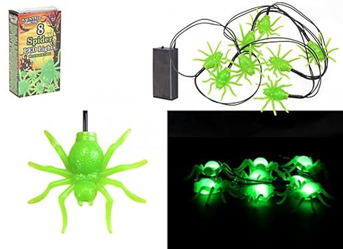 Grüne Farbe Spinne LED Lichter (8er Set) - Bezauberndes Design, perfekt für Halloween-Partys, Veranstaltungen, Innen- und Außendekorationen von PMS