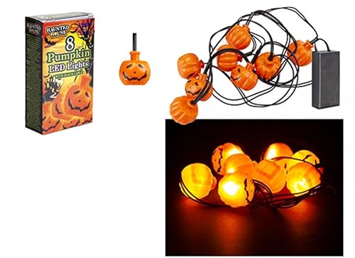Orange Mini-Kürbisse mit LED-Lichtern (8 Stück) - Auffälliges Design, perfekte Halloween-Dekoration für drinnen und draußen, festlicher Spaß, Partys, Events und mehr von PMS