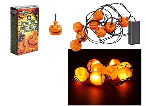 Orange Mini-Kürbisse mit LED-Lichtern (8 Stück) - Auffälliges Design, perfekte Halloween-Dekoration für drinnen und draußen, festlicher Spaß, Partys, Events und mehr von PMS