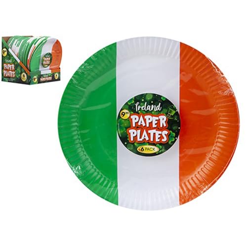 PMS 6 Stück Irland Pappteller St. Patricks Day Irish Supporter Weltmeisterschaft Sechs Nationen patriotisch ca. 23 cm von PMS