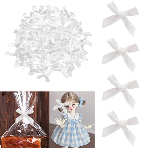 Mini-Satinschleifen, kleine schwarze und weiße Schleifen für Geschenkverpackungen, Hochzeitsgeschenke, Brautparty, Cake-Pops, Leckerli-Taschen und Weihnachtsdekorationen (3,8 cm kleine Schleifen), 100 von PMTFUMY