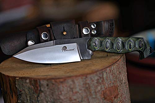 PMX Handmade Handgemachtes Outdoor-Messer D2 Rhino Attack & Micarta Griff & Aus einem Stück D2 Stahl gefertigt & Lederscheide & Klinge 130mm von PMX Handmade