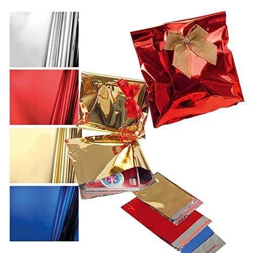 PENNEPI Geschenktüten aus glänzendem PPL Metall 16 x 21 + 4 cm rot mit Klebefolie PENNEPI Geschenktüten aus glänzendem PPL Metall 16 x 21 + 4 cm rot mit Klebefolie von PN