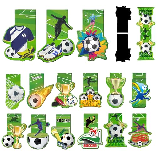 Lesezeichen Magnetisch Fußball, 15 Stück Fußball Lesezeichen Magnetisch Thema Cartoon Magnet Lesezeichen Seitenmarker Fußballbuchliebhaber, Kinder Lesezeichen geeignet für Bücher, Etiketten von PNANLYA