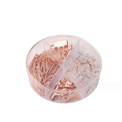 4 Stile sortierte Binderklammern Rotgold Büroklammern Sets mit Box Mini-Papierklammern Bulk für Büro Schule von PNBFH