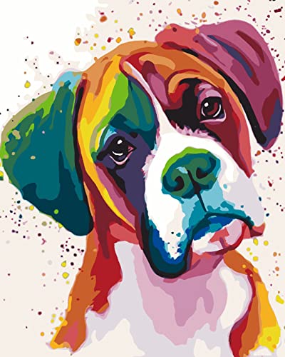 PNDGMCSY Malen nach Zahlen, Set für Erwachsene, Kinder, Anfänger, selber auf Leinwand malen nach Zahlen zur Heimdekoration, Aquarell Boxer-Hund 40,6 x 50,8 cm PNDGMCSY Malen nach Zahlen, Set für Erwachsene, Kinder, Anfänger, selber auf Leinwand malen nach Zahlen zur Heimdekoration, Aquarell Boxer-Hund 40,6 x 50,8 cm von PNDGMCSY