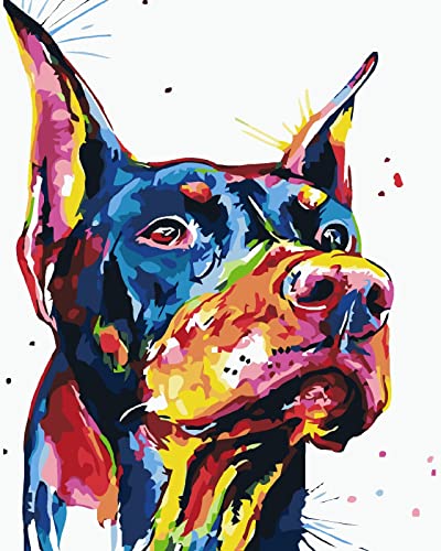 PNDGMCSY Malen nach Zahlen Bunter Hund Dobermann Gemälde Erwachsene DIY Kunstwerk Bild Dekor Wohnzimmer Schlafzimmer Senior Frau Anfänger 40x50 cm PNDGMCSY Malen nach Zahlen Bunter Hund Dobermann Gemälde Erwachsene DIY Kunstwerk Bild Dekor Wohnzimmer Schlafzimmer Senior Frau Anfänger 40x50 cm von PNDGMCSY