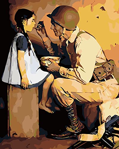 PNDGMCSY Malen nach Zahlen Soldat füttert Mädchen Erwachsene Kinder Geschenk Malen nach Zahlen 40 x 50 cm Leinwand 3 Pinsel Acrylfarbe für Haus Deko PNDGMCSY Malen nach Zahlen Soldat füttert Mädchen Erwachsene Kinder Geschenk Malen nach Zahlen 40 x 50 cm Leinwand 3 Pinsel Acrylfarbe für Haus Deko von PNDGMCSY