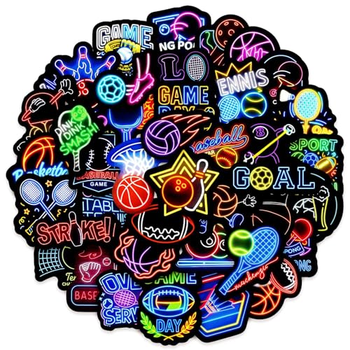 PNGIF Ballspiele Neon Aufkleber 50 Stück, Wasserfeste Anime Decals für Skateboard Laptop Fahrrad Scrapbook Kindle Kühlschrank MacBook Koffer Journal, Graffiti Trippy Stickers für Teens Erwachsene PNGIF Ballspiele Neon Aufkleber 50 Stück, Wasserfeste Anime Decals für Skateboard Laptop Fahrrad Scrapbook Kindle Kühlschrank MacBook Koffer Journal, Graffiti Trippy Stickers für Teens Erwachsene von PNGIF