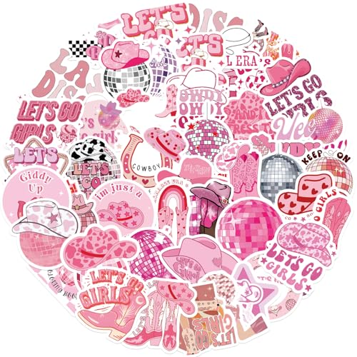 PNGIF Graffiti Cowgirl Sticker 50 Stück, Wasserfeste Rosa Aufkleber für Laptop MacBook Motorrad Helm Kindle Koffer Scrapbook Journal, Anime Sticker für Teenager und Erwachsene von PNGIF