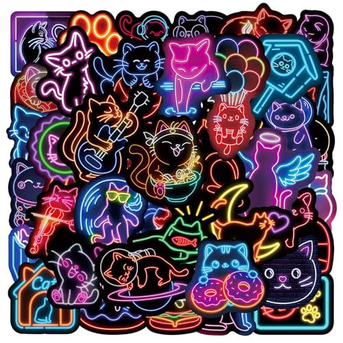 PNGIF Katze Neon Stickers 50 Stück, Kawaii Lustig Aufkleber für Scrapbook Kindle Kühlschrank Skateboard Laptop Fahrrad MacBook Koffer Journal, Wasserfeste Graffiti Trippy Decals PNGIF Katze Neon Stickers 50 Stück, Kawaii Lustig Aufkleber für Scrapbook Kindle Kühlschrank Skateboard Laptop Fahrrad MacBook Koffer Journal, Wasserfeste Graffiti Trippy Decals von PNGIF
