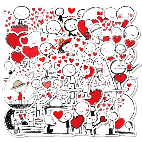 PNGIF Lustig Liebe Aufkleber 50 Stück, Skizzenhafte Linienfiguren Sticker für Laptop Kühlschrank MacBook Scrapbook Kindle Skateboard Koffer Journal, Wasserfeste Anime Graffiti Decals von PNGIF