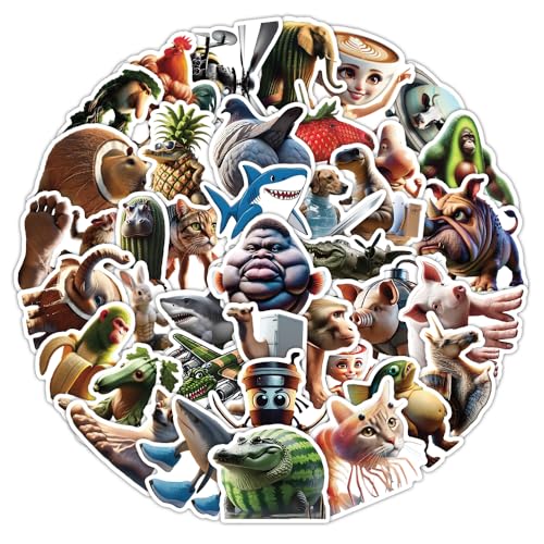 PNGIF Ungeheuer Aufkleber 50 Stück, Lustig MEME Sticker für Scrapbook Kindle Skateboard Laptop Kühlschrank MacBook Koffer Journal, Wasserfeste Graffiti Decals für Erwachsene von PNGIF