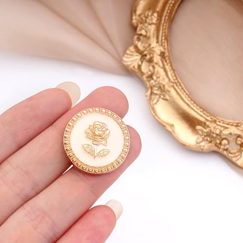 POABXYHD 20 Stück Woll-Trenchcoat-Knöpfe für Damen, goldene Blume, Rose, schöne große Knöpfe, Kleidungsaccessoires POABXYHD 20 Stück Woll-Trenchcoat-Knöpfe für Damen, goldene Blume, Rose, schöne große Knöpfe, Kleidungsaccessoires von POABXYHD
