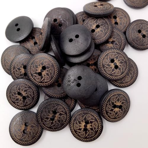 POABXYHD 30 Stück Vintage-Holzknöpfe, 18 mm, runde Blumen-Nähknöpfe mit 2 Löchern für Hosen, Kleidung, Bastelzubehör POABXYHD 30 Stück Vintage-Holzknöpfe, 18 mm, runde Blumen-Nähknöpfe mit 2 Löchern für Hosen, Kleidung, Bastelzubehör von POABXYHD