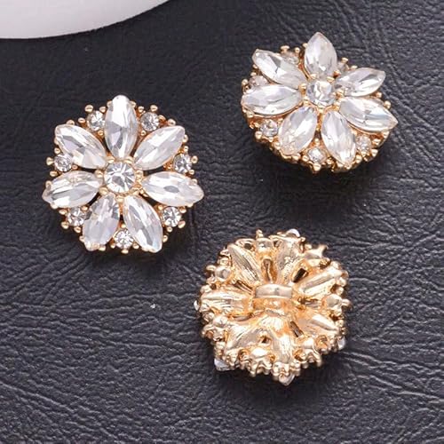POABXYHD Glitzernde Kristallblumenknöpfe für Kleidung, dekoratives Metall, Nähzubehör, DIY, Schaftknöpfe, 10/20 Stück, 15/20/24 mm POABXYHD Glitzernde Kristallblumenknöpfe für Kleidung, dekoratives Metall, Nähzubehör, DIY, Schaftknöpfe, 10/20 Stück, 15/20/24 mm von POABXYHD