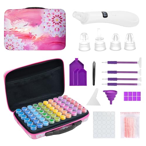 Diamond Painting Zubehör Boxen, Portabilität Aufbewahrungsbox für Diamond Painting Erwachsene (pink) von POANES