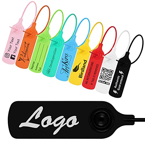 Pobsuier® 100 Hängeetiketten Personalisierte Plomben aus Kunststoff mit logo Personalisiert Sicherheitsetiketten als Versandetiketten 300mm von POBSUIER