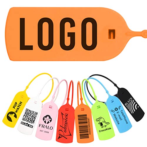 Pobsuier® 100 Personalisiert Warenanhänger aus Kunststoff Personalisierte Sicherheitsetiketten mit logo oder Text für Kleidung Schuhe 200mm von POBSUIER