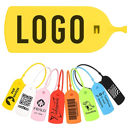 Pobsuier® 100 Personalisiert Warenanhänger aus Kunststoff Personalisierte Sicherheitsetiketten mit logo oder Text für Kleidung Schuhe 200mm von POBSUIER