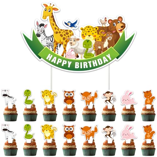 POCHY Tortendeko Set, 49 Stück Happy Birthday Cartoon Cake Topper Deko, Tortendeko Kindergeburtstag für Kuchendekoration, Muffin Deko von POCHY