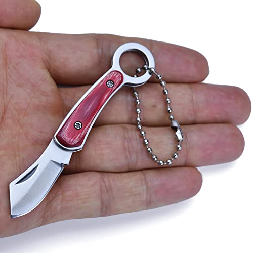 POCRROP Messer Mini Taschenmesser klein Klappmesser EDC Messer Outdoor Pocket Knife für an den Schlüsselbund (Rot) von POCRROP