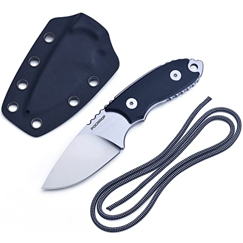 POCRROP klein Jagdmesser Outdoor Messer Feststehende klinge D2 Rostfreier Stahl, Neck Knife Feststehend Gürtelmesser Camping Survival Messer mit Halskette zum Umhängen von POCRROP